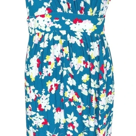 Anthropologie One‎ Shoulder Floral Maxi Dress Teal Ring Strap Petite 12P NWT - Picture 6 of 15